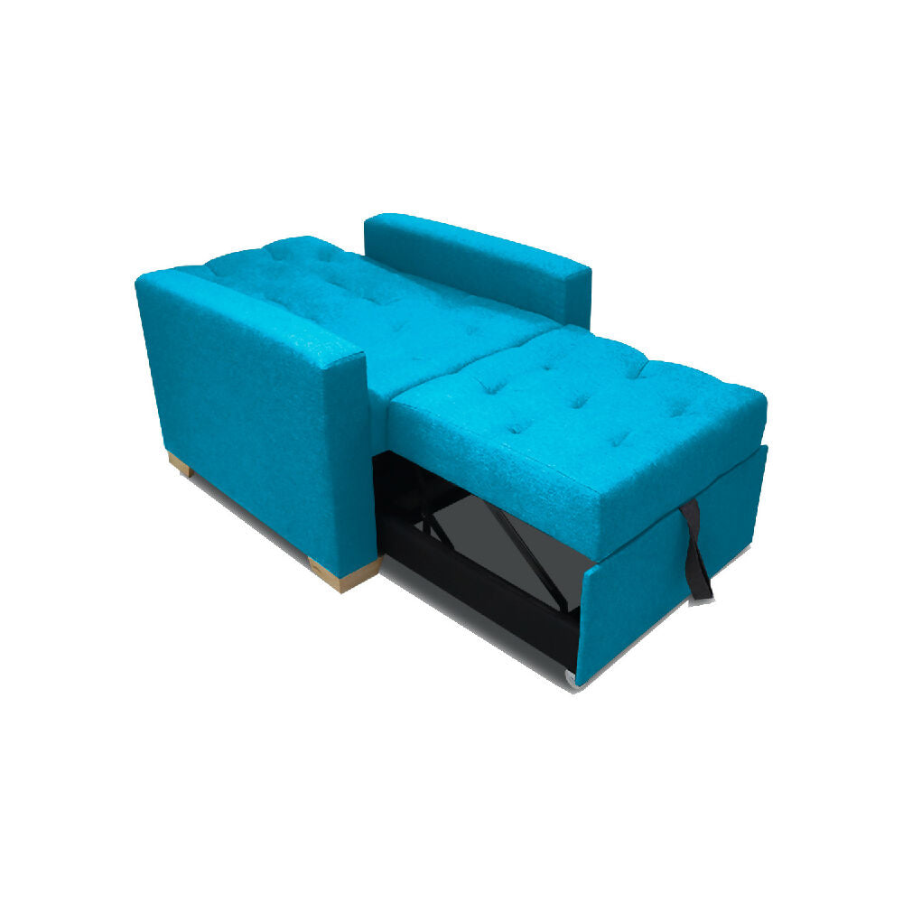 Sofá Cama Unipersonal Sabathy Tela Lino 95X90X94Cm Turqueza