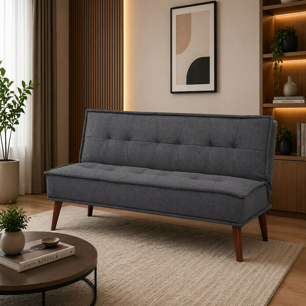 Sofa Cama Otto 3 Puestos Tela Gris