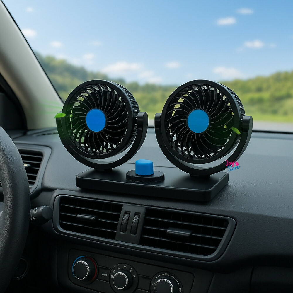 Ventilador de Carro Doble Eléctrico 360° Ventilación Coche