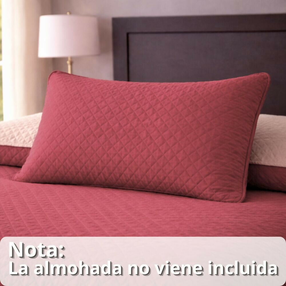 Colcha semidoble doble faz camel palo rosa