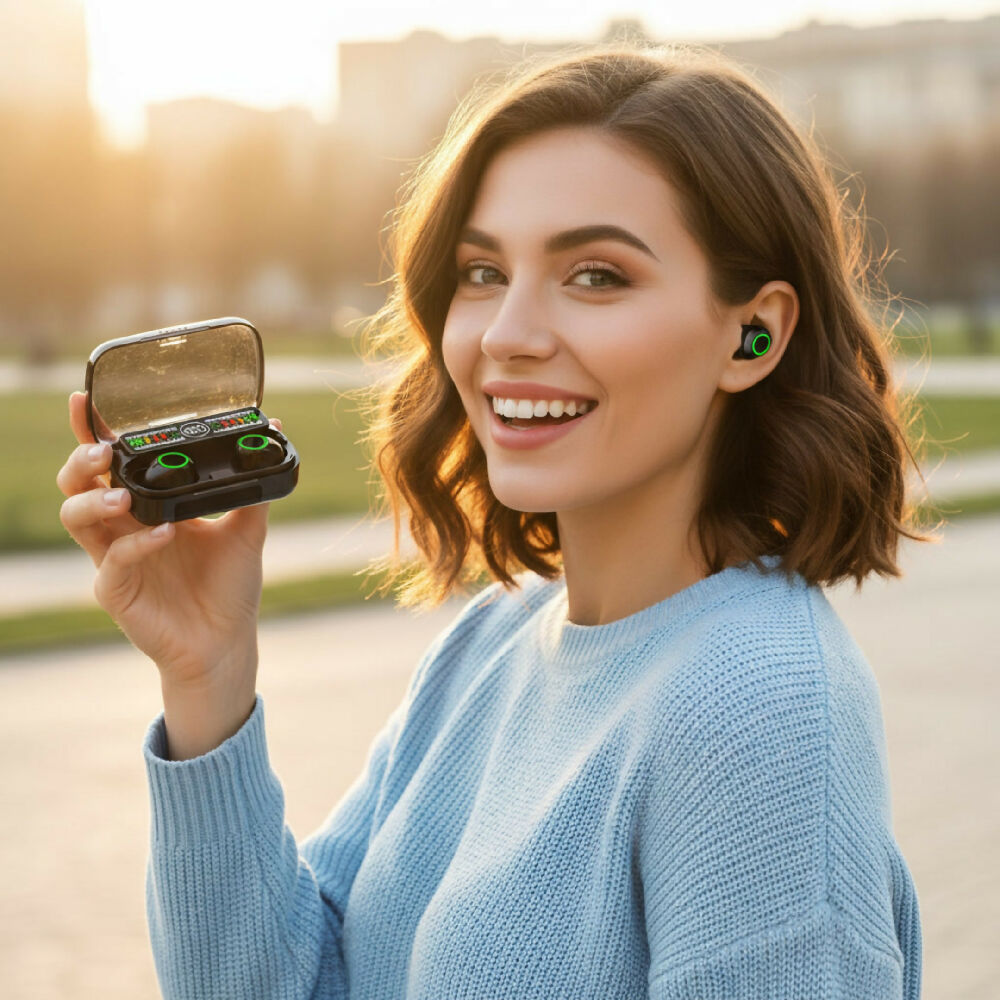 Audífonos Inalámbricos Bluetooth M100 Pantalla LED Y Power Bank