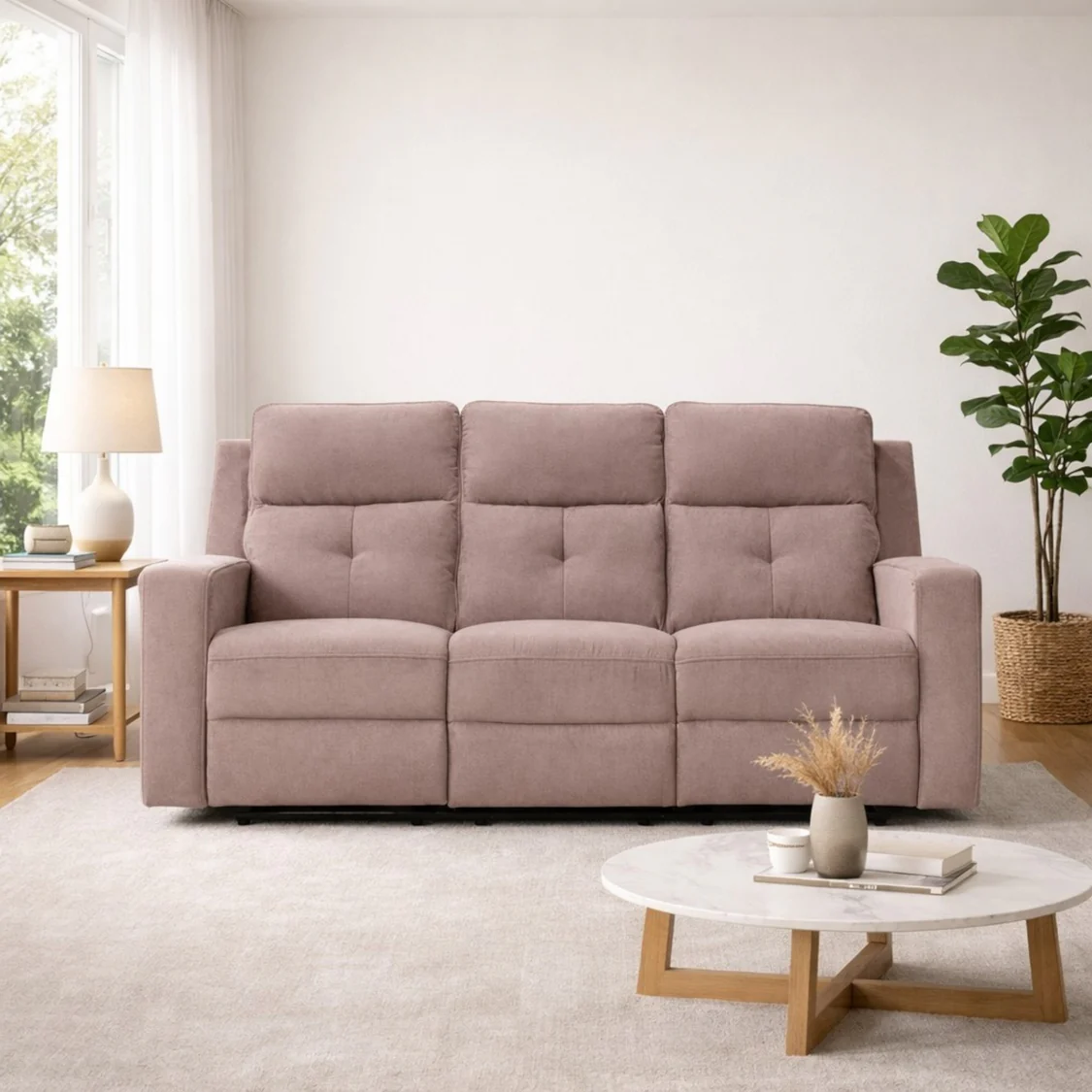Sofa Reclinable 3 puestos Tacio Tela Khaki