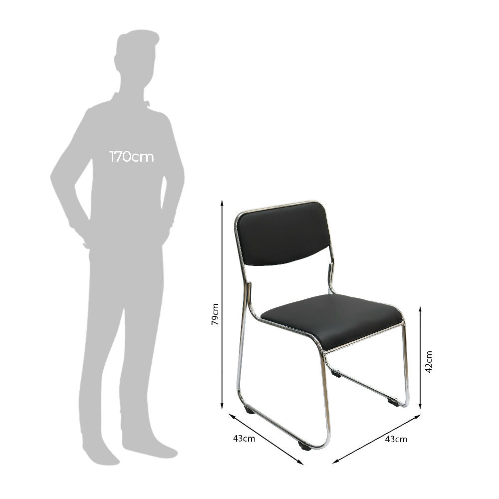 Silla Interlocutora Fija de Oficina Dubai Negra Cromada