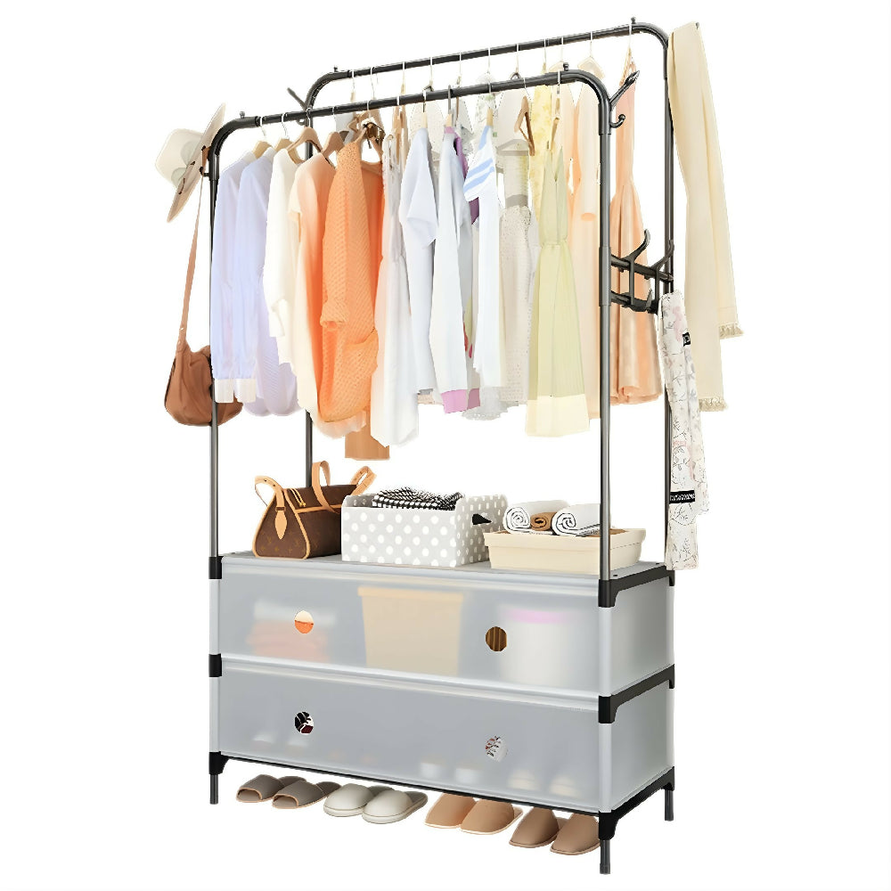 Zapatero Perchero Doble De Lujo 83cm Con Base Para Zapatos Y Colgador De Bolsos