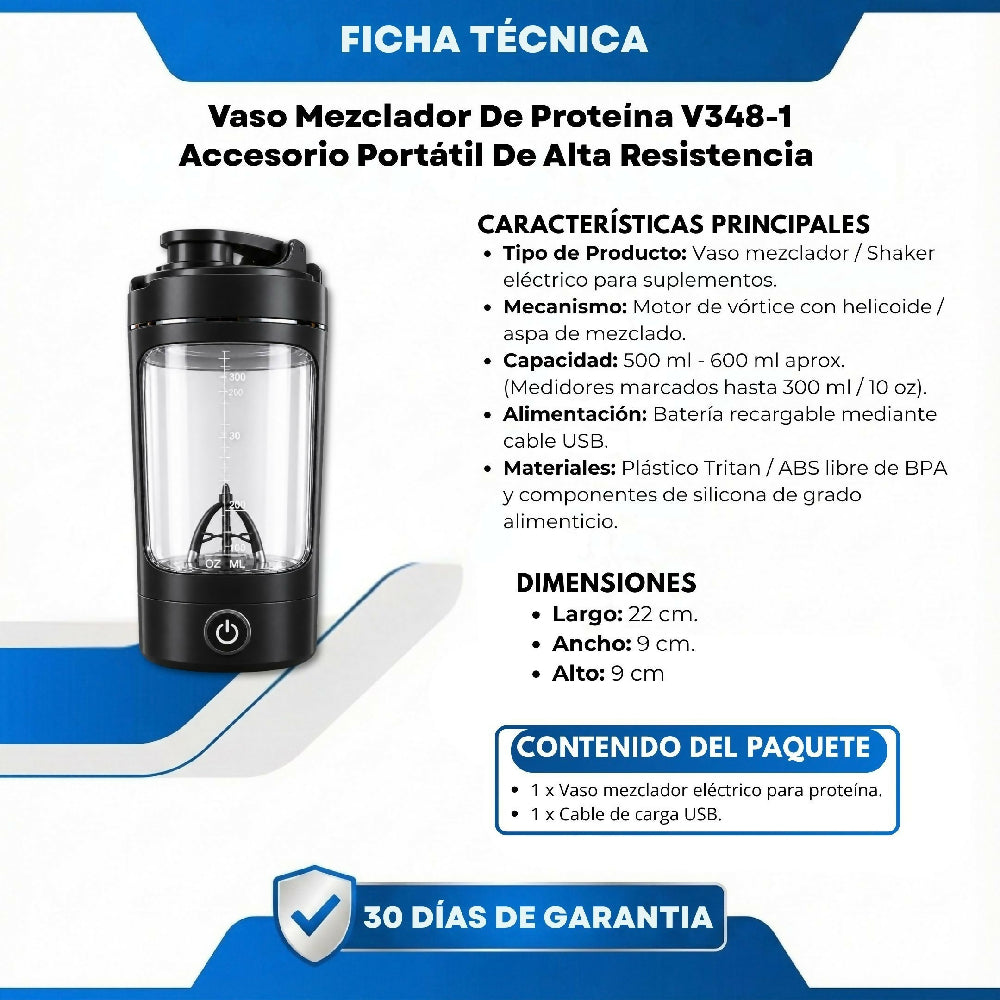 Vaso Mezclador De Proteína V348-1 Accesorio Portátil De Alta Resistencia Negro