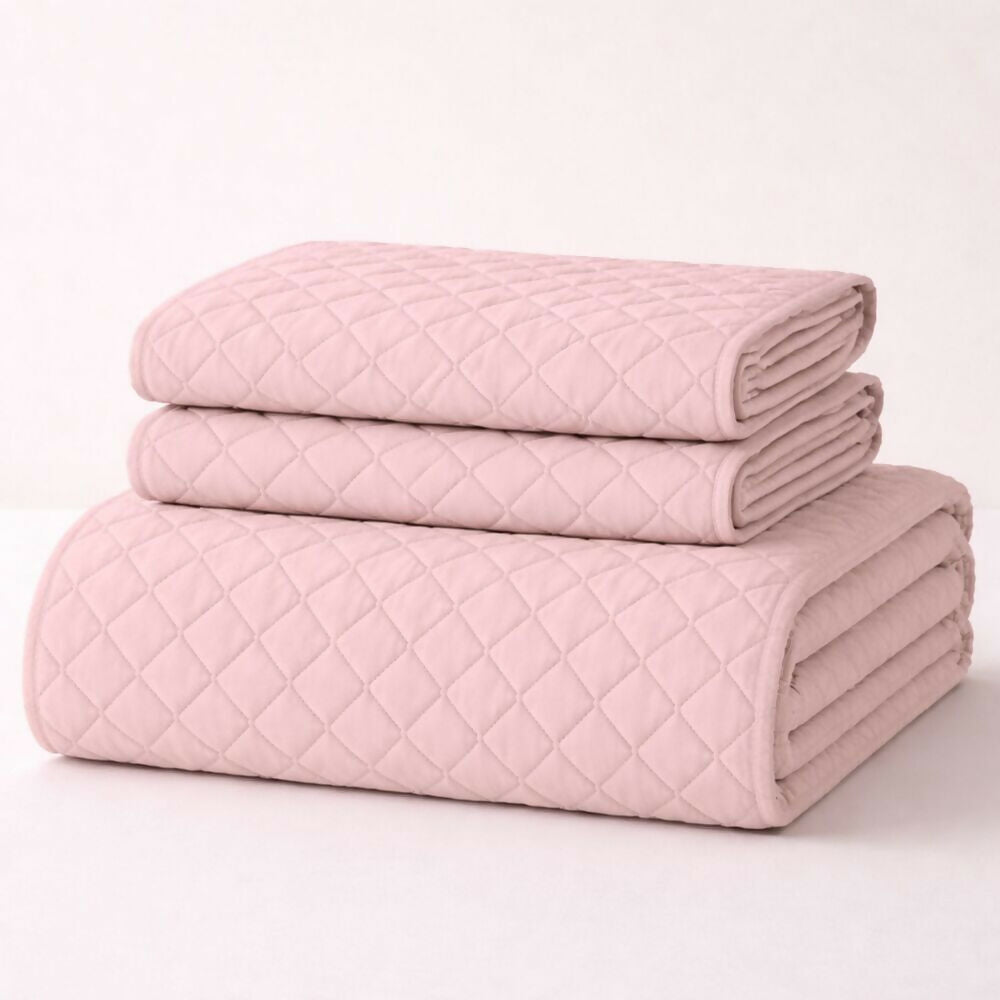 Colcha semidoble doble faz gris rosado
