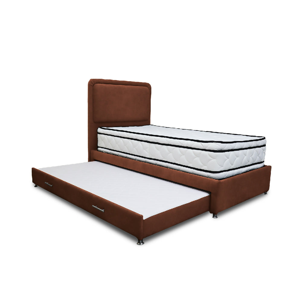Combo Cama Tarima Nube 100x190 Sencillo Marrón mas Espaldar