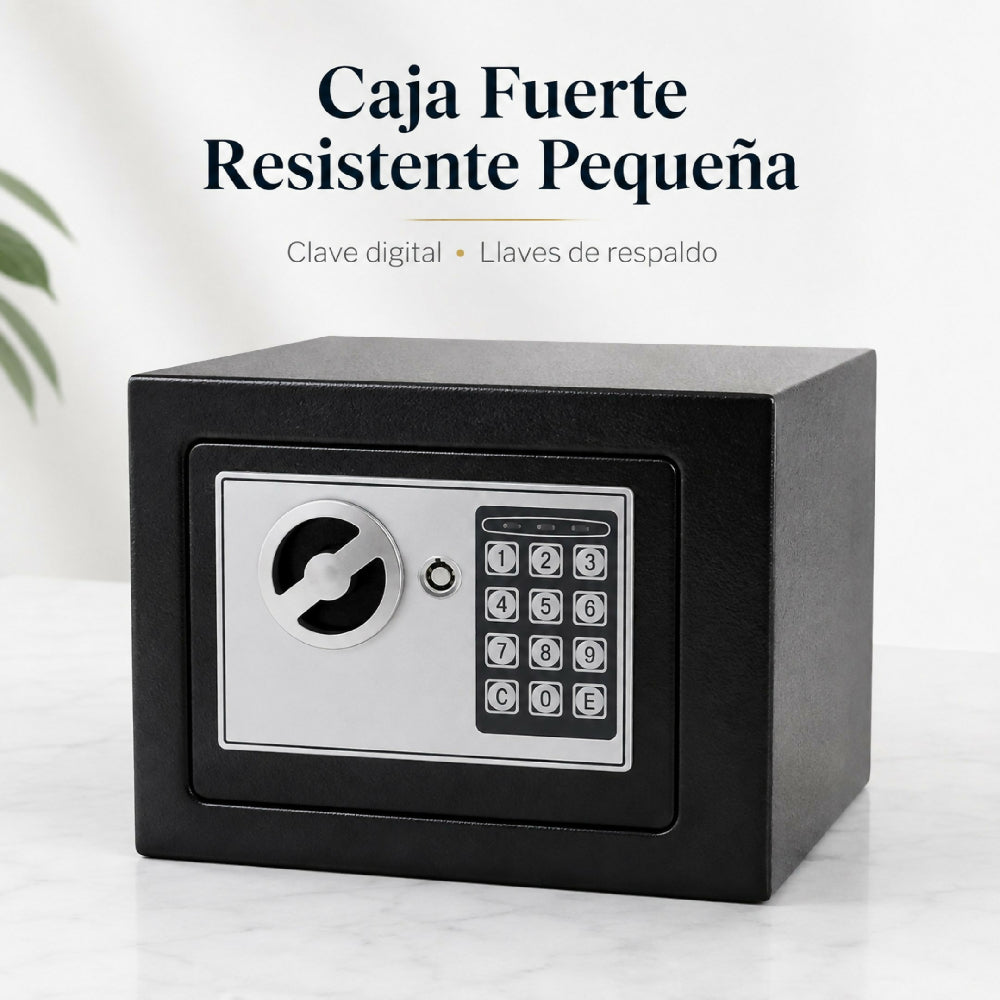 Caja Fuerte Digital De Seguridad Con Teclado Numérico Y Llave De Emergencia 17x17x23cm