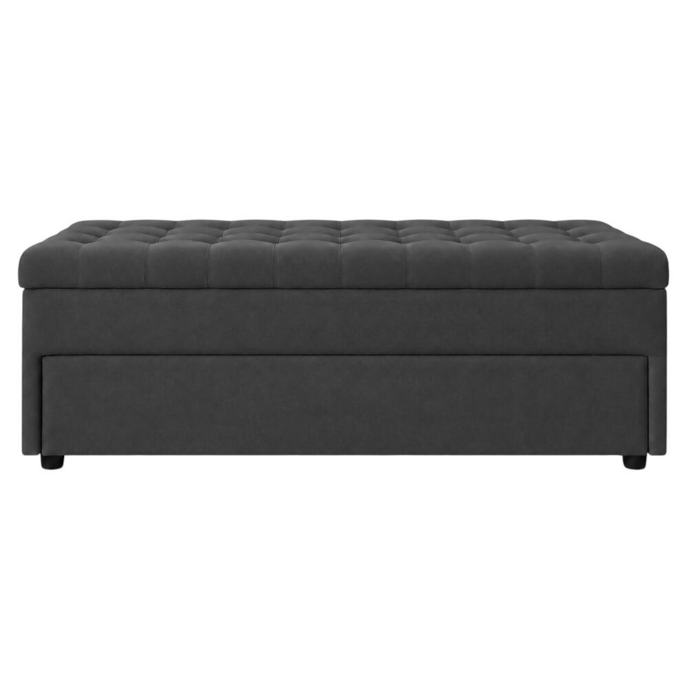 Puff Zapatero Doble Nivel 100x50x50 Dark Grey Tela