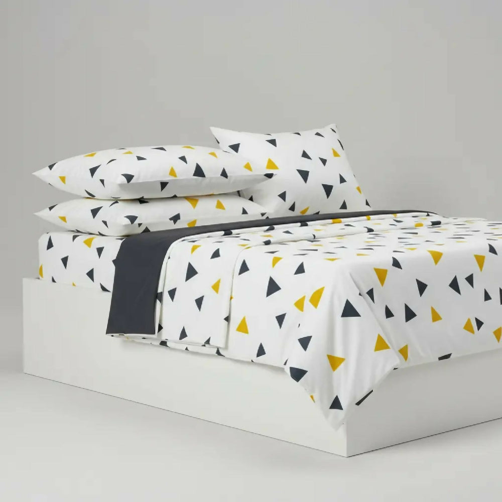 Juego de Sábanas Cama Queen 300 Hilos 100% Algodón Diseño Origami Geométrico