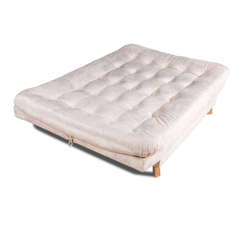 Sofá Cama Valencia Mármol Marfil + Puff