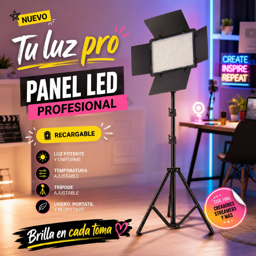 Panel De Luz LED Profesional Recargable 800RGB