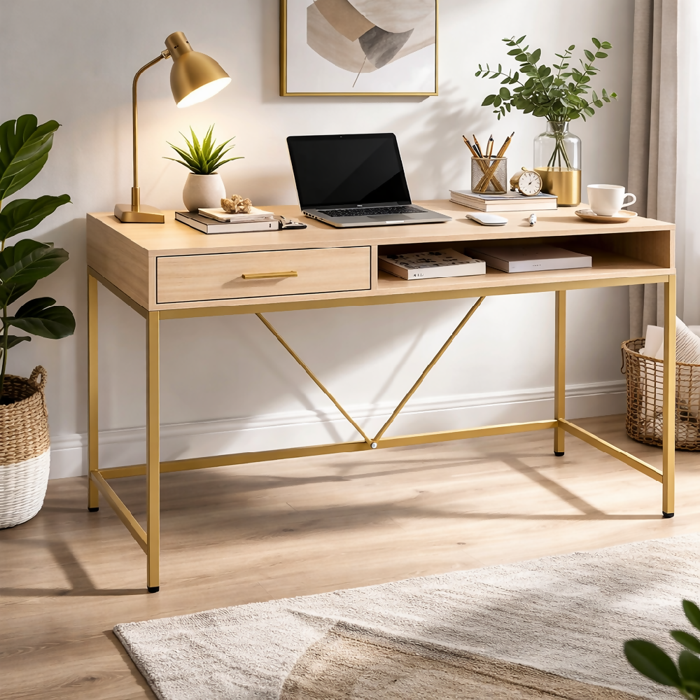 Escritorio moderno para oficina o puesto de trabajo con cajonera