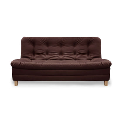 Sofacama Zeink 3 Posiciones Tipo Cuero Marron + Cojines