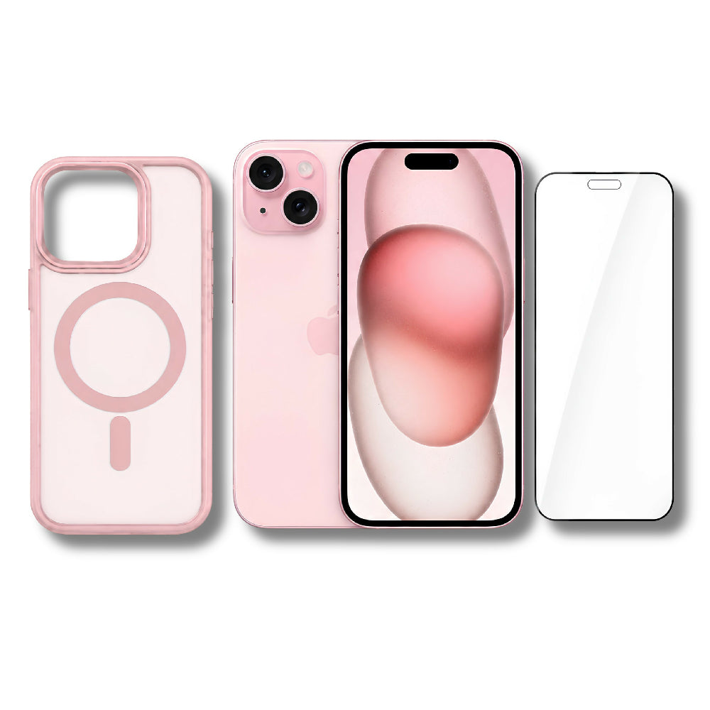 Celular Apple IPhone 15 128gb + Obsequio Vidrio Templado Y Forro Protector Rosado