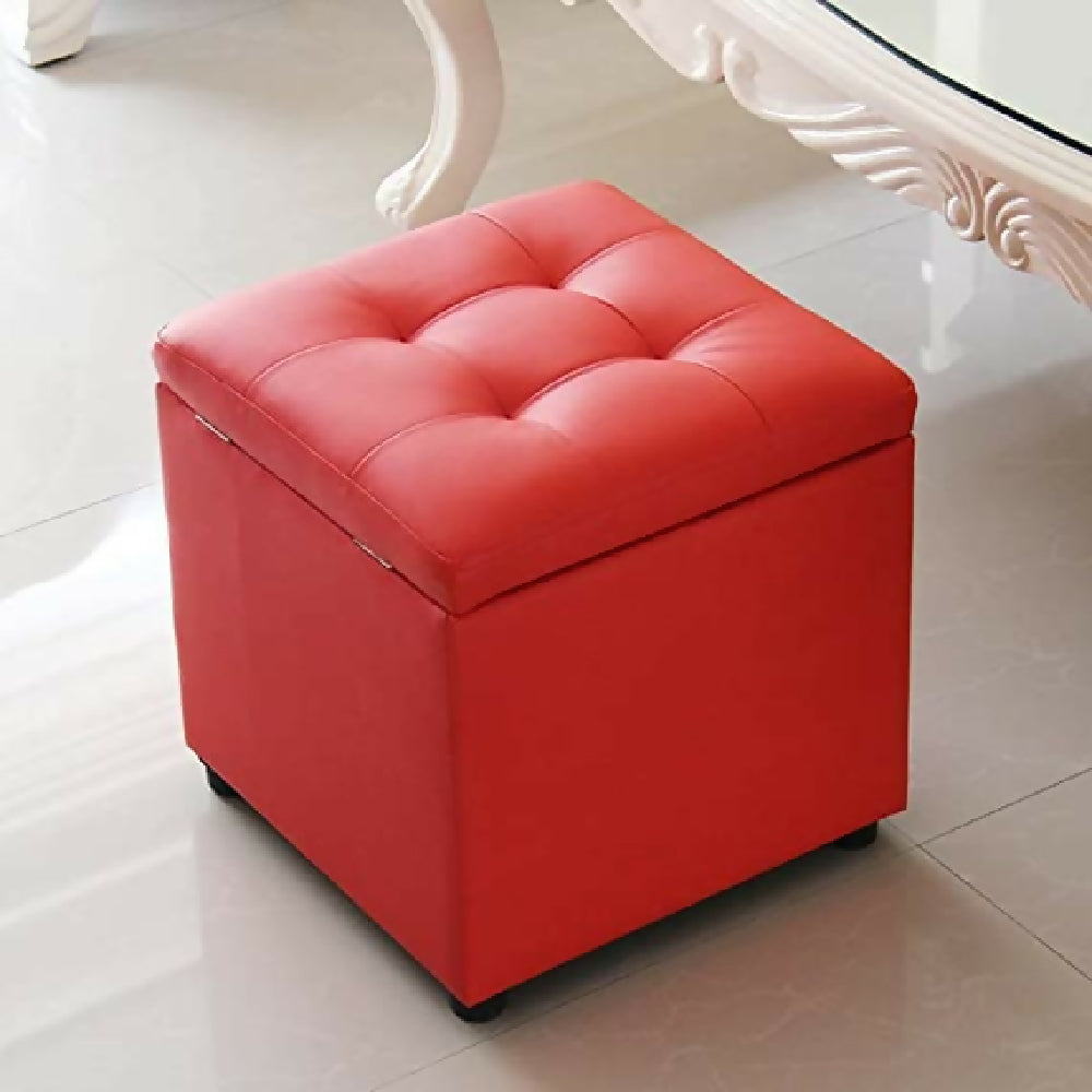 puf baul sintetico rojo 40x40