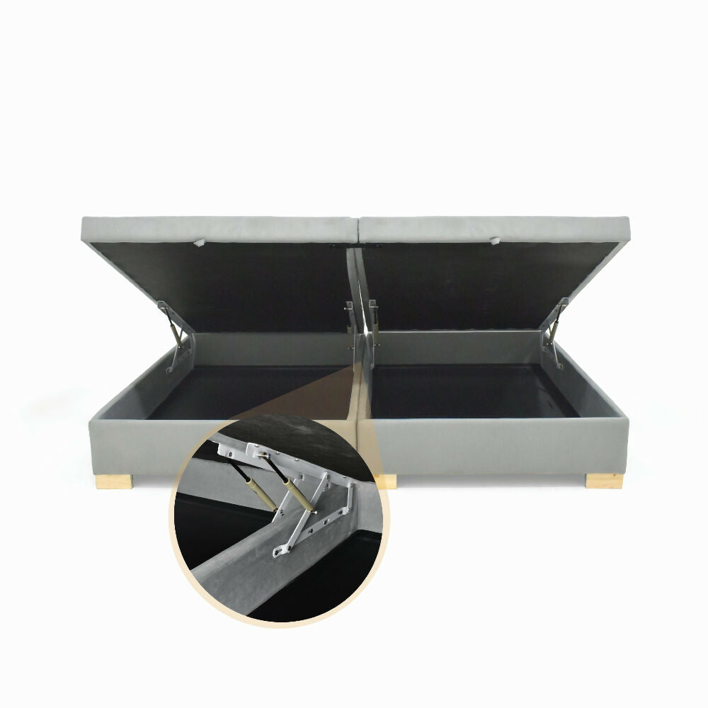 Base Cama Baul Aveiro Doble 140x190 Tela Plata