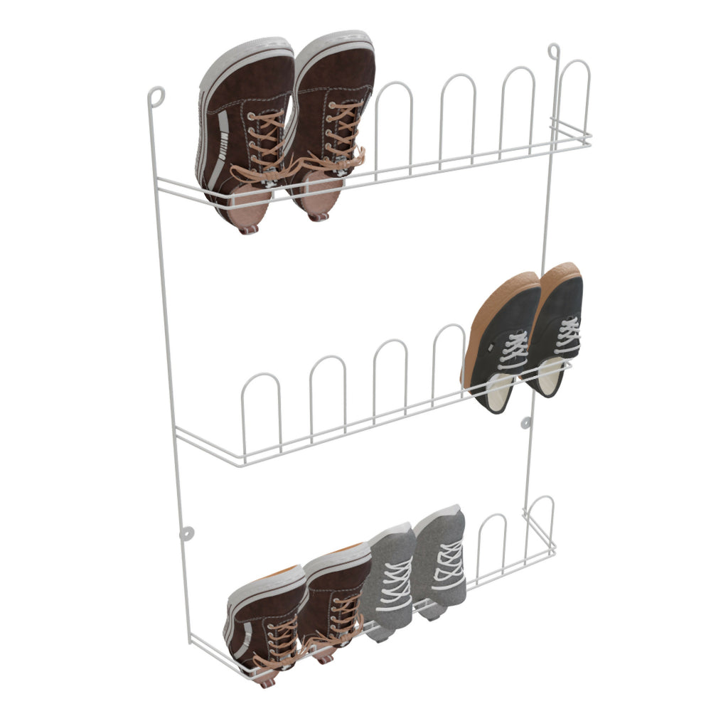 Zapatero de pared blanco en acero plastificado para 9 pares - detalle