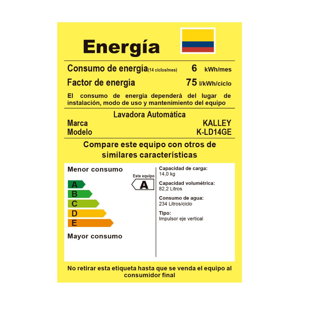 Lavadora Kalley Carga Superior 14 Kilos K-Ld14Ge, Color Gris