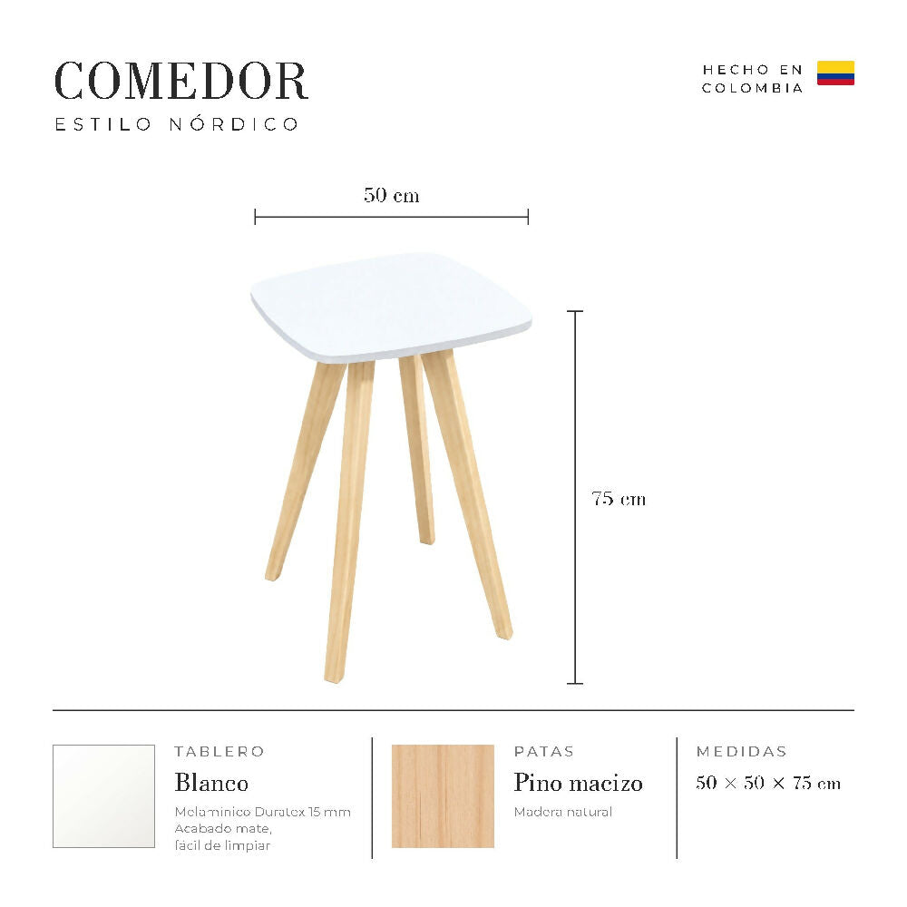 Comedor Nórdico Cuadrado 50