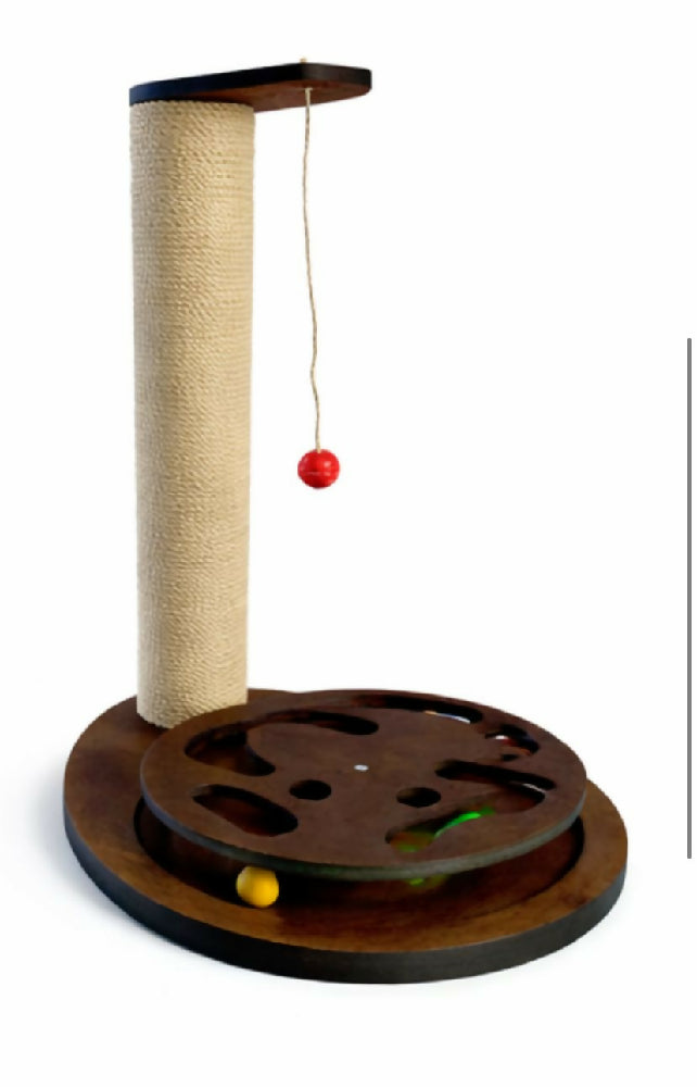 Rascador De Piso Didáctico de 75 Centimetros Con Juguete, Color Cafe Para Gatos