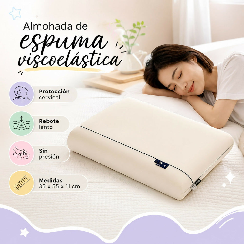 Almohada Cervical Viscoelastica HO-AL04 De Espuma Ortopedica Ergonomica