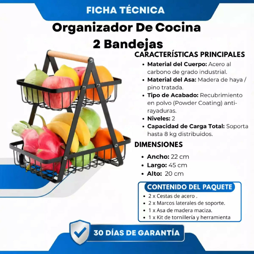 Organizador De Cocina 2 Bandejas Ahorrador De Espacio