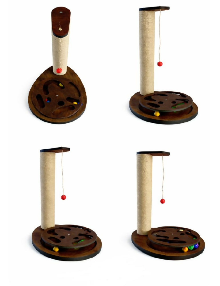 Rascador De Piso Didáctico de 75 Centimetros Con Juguete, Color Cafe Para Gatos