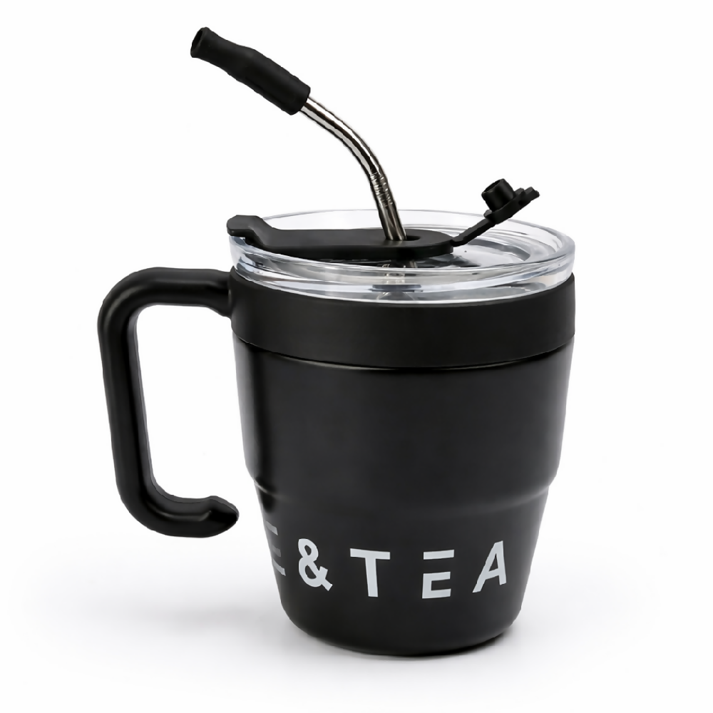 Mug Térmico 480ml Acero Inoxidable con Tapa y Manija para Café y Té