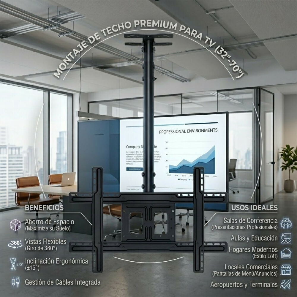 Soporte De Techo Para TV T560-15 Ajustable Con Giro De 360 Grados