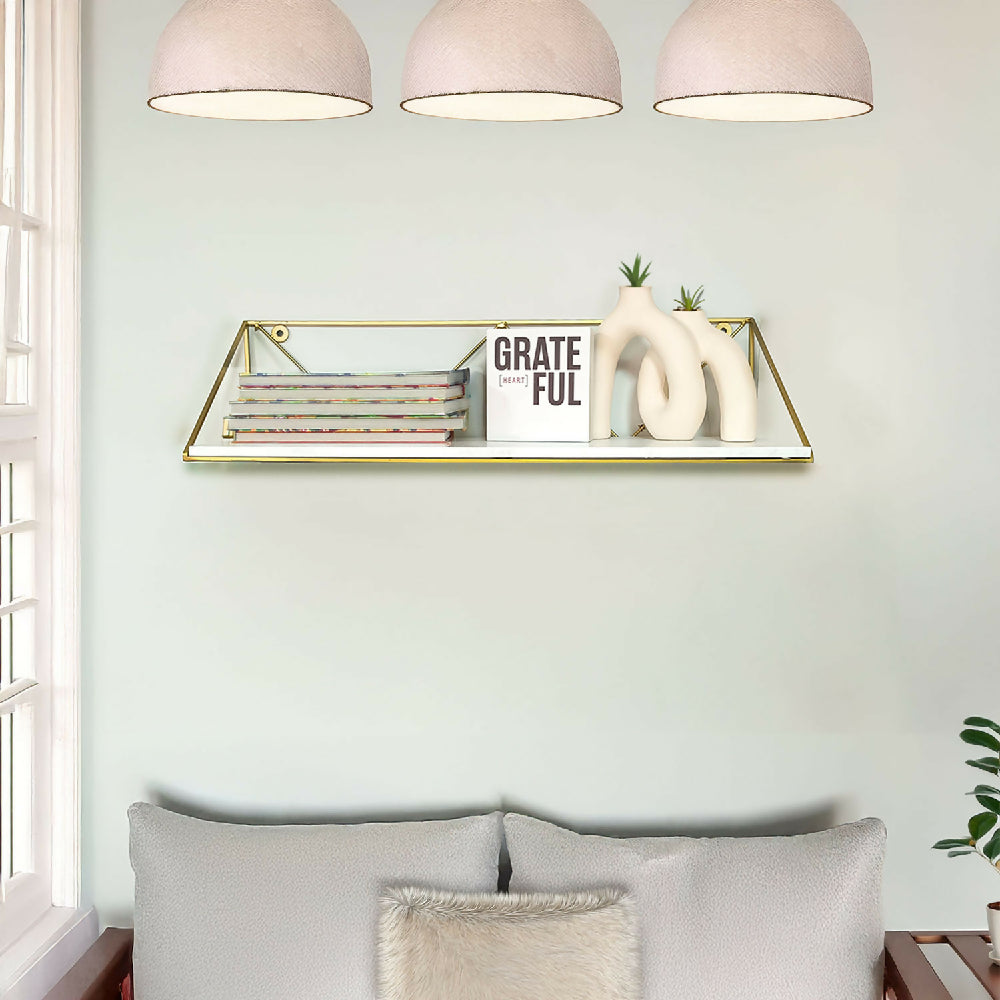 Repisa Metálica Novo, Dorada + Blanco