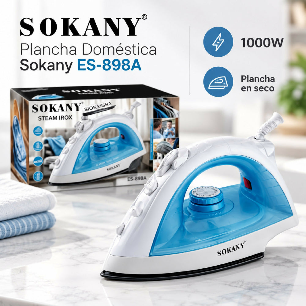 Plancha Doméstica Sokany ES-898A Tradicional De Ropa En Seco 1000W