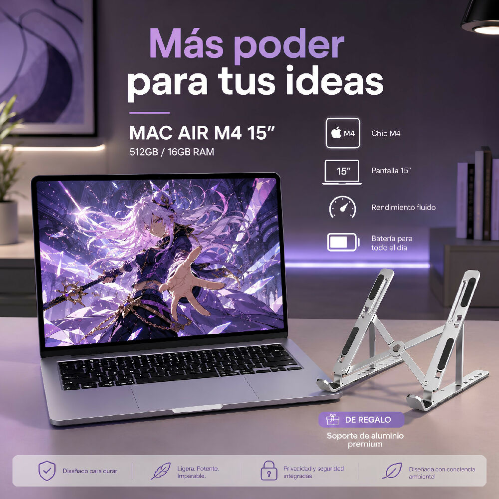 Macbook Air 15 Pulgadas Chip M4 16gb Ram 512gb Almacenamiento Laptop Apple De Alta Eficiencia + Obsequio