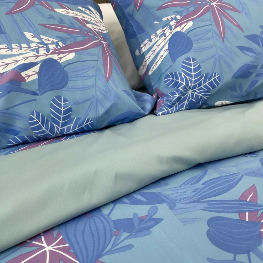 Juego de Sábanas Cama Queen 300 Hilos 100% Algodón Riviera Azul Suaves