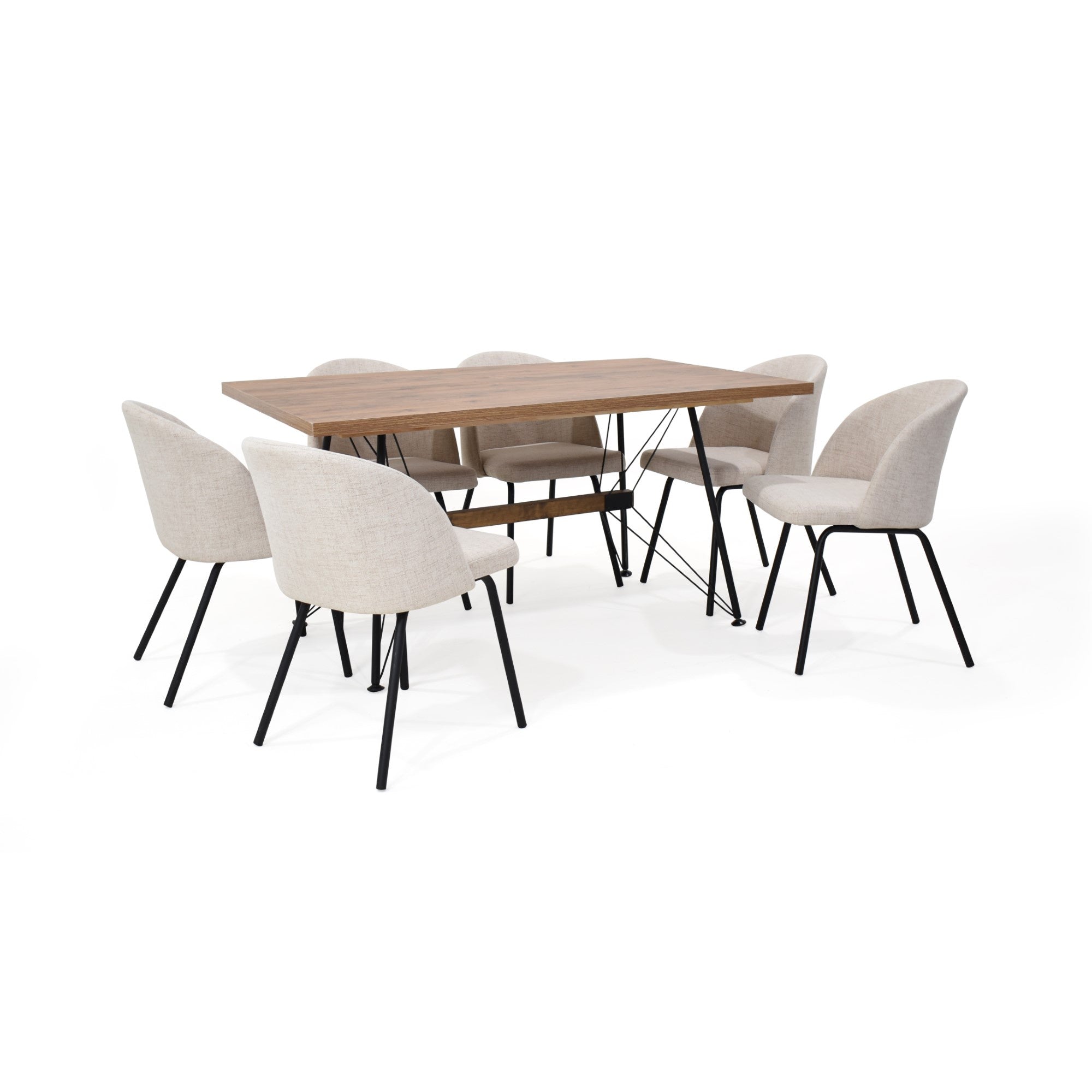 Comedor 6 Puestos Falcon Sillas Osaka Trigo