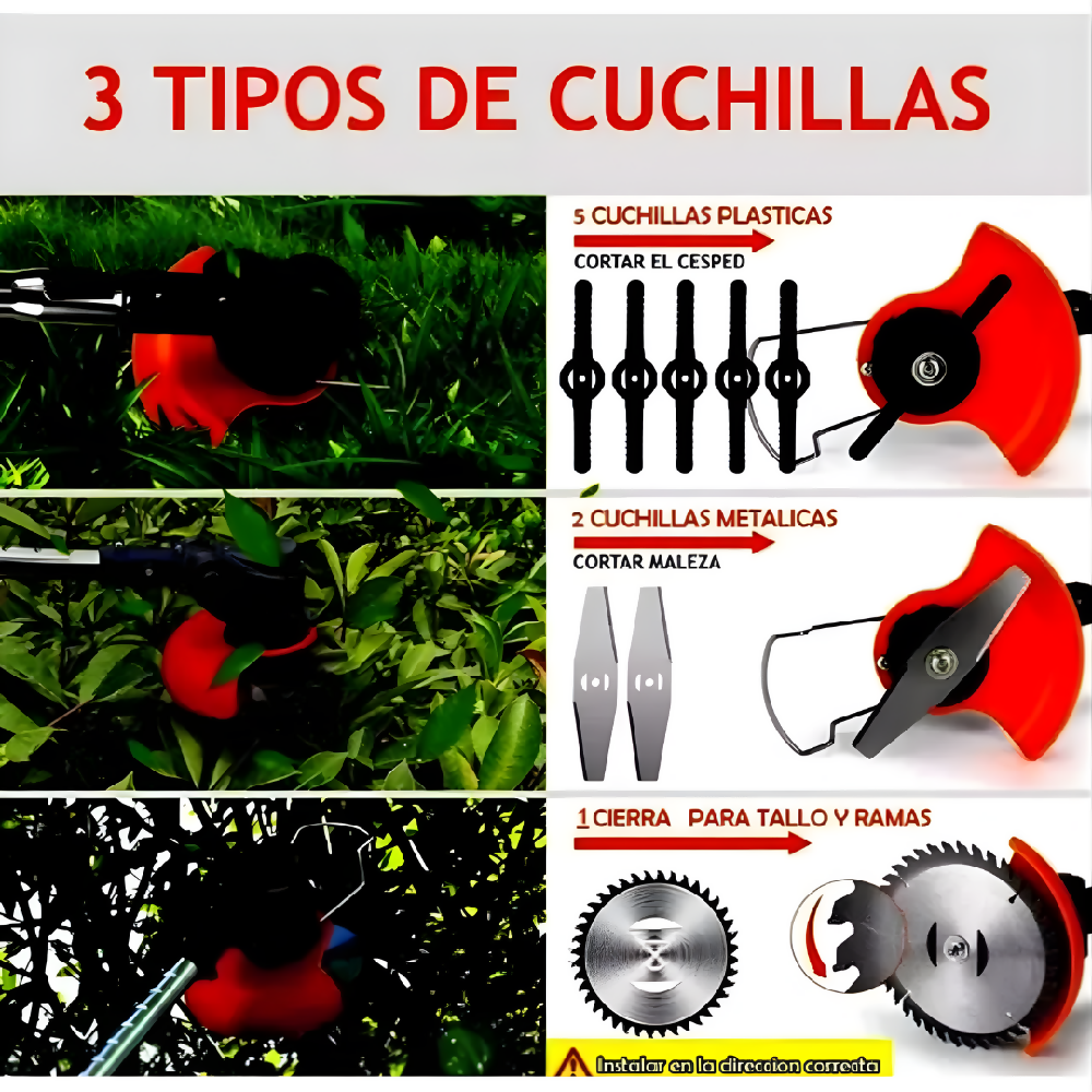 Guadaña Eléctrica 3 En 1 Cortadora De Césped Multifuncional Para Jardín Con Alta Potencia