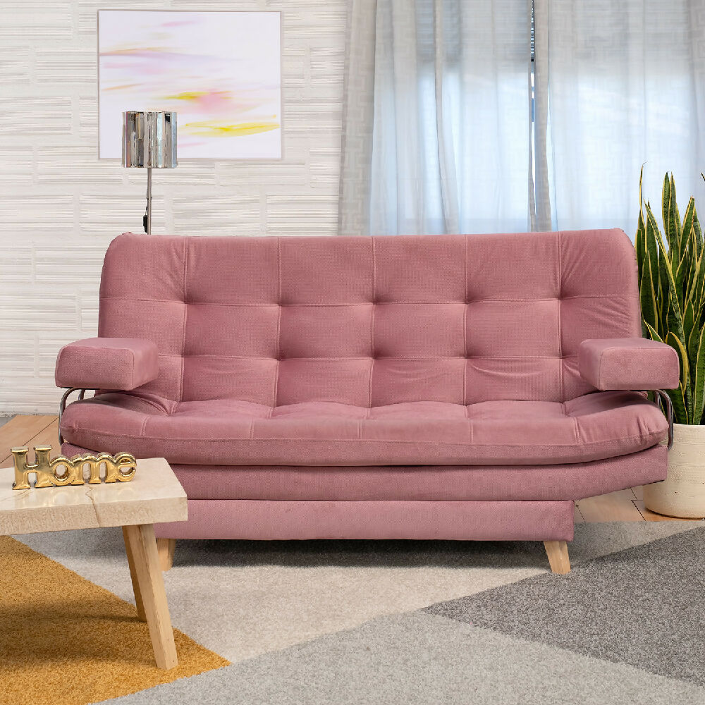 Sofá Cama Valencia Rosa 3 Puestos