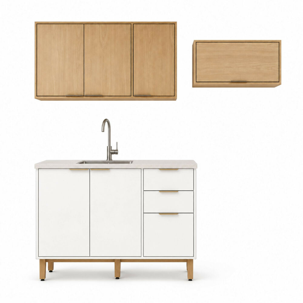 Cocina 200 cm Isabela 7 Puertas 2 Cajones - Almendra/Blanco Apagado