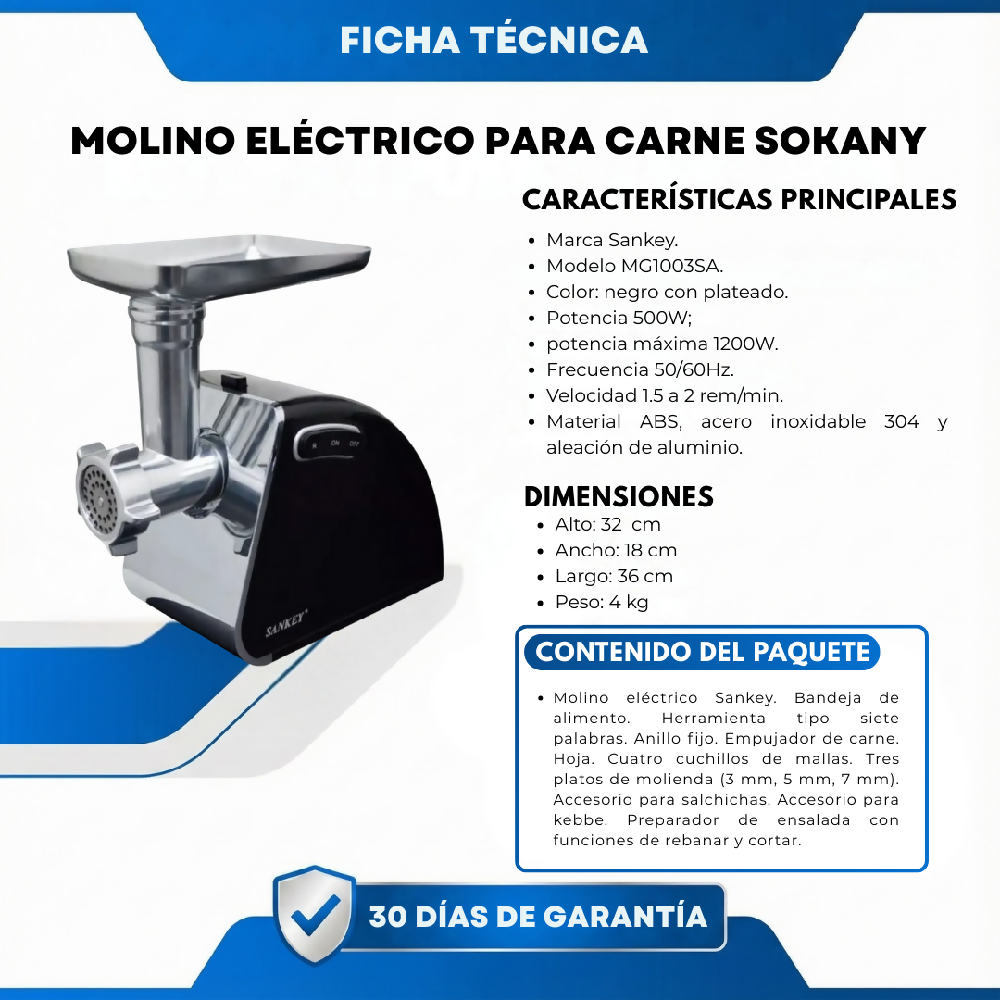 Molino Eléctrico Para Carne Sokany Procesador De Carne De Alta Potencia Para Uso Doméstico