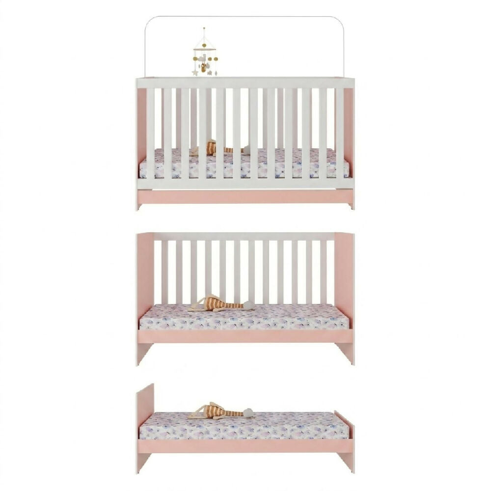 Cuna Bebe Rosa Convertible 3 En 1