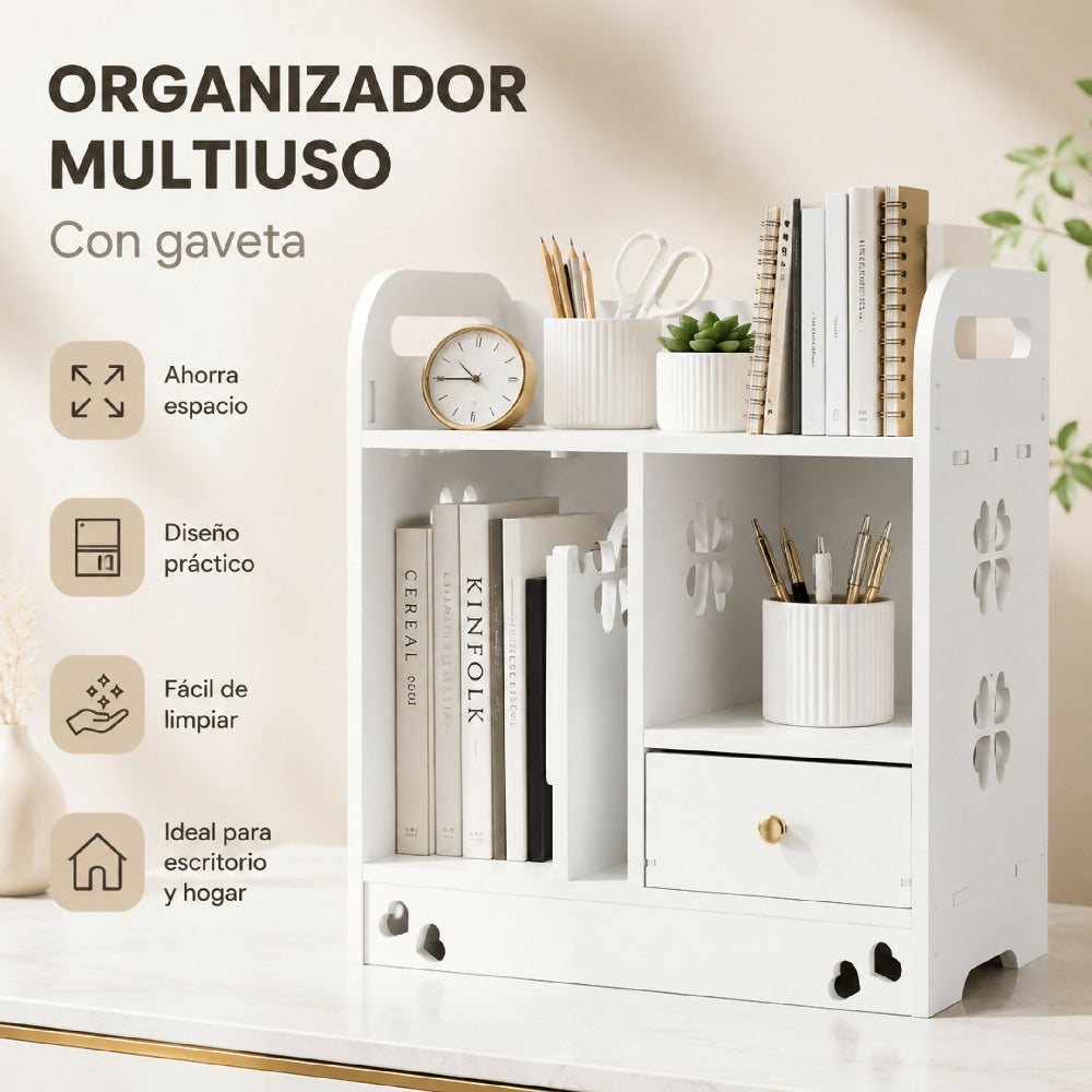 Estante Organizador De Escritorio Con Cajón Para Oficina Y Hogar