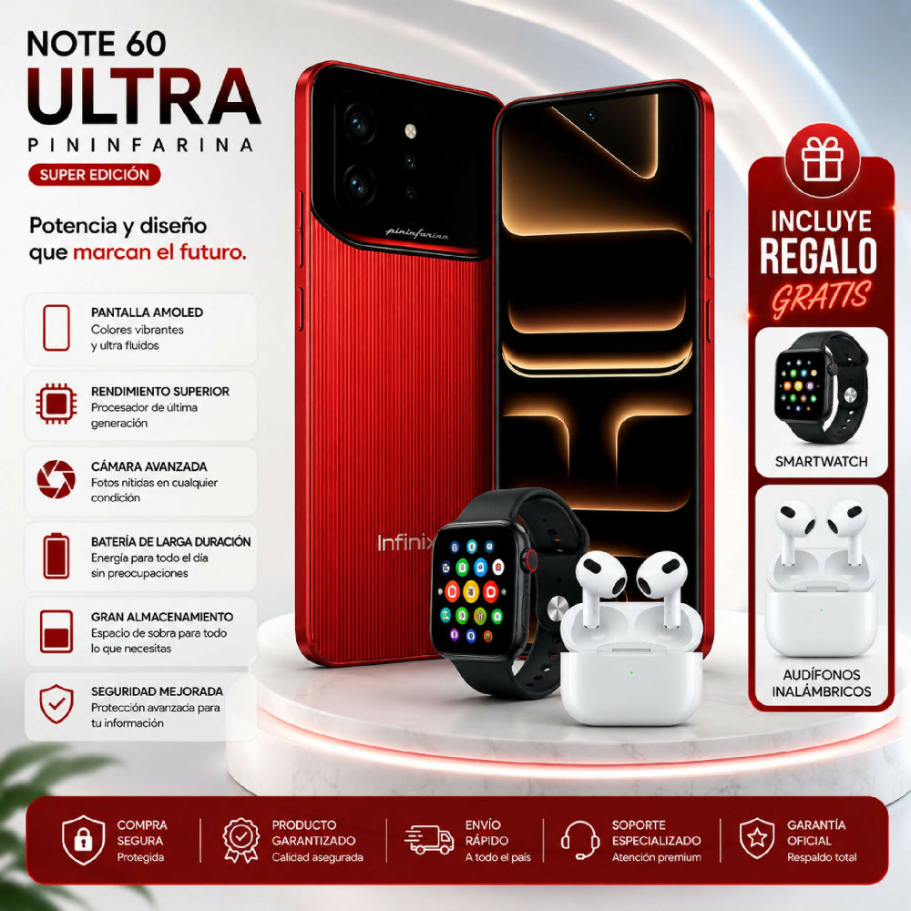 Celular Infinix Note 60 Ultra Edición Especial Cámara De 200MP Rojo + 2 Regalos Imperdibles