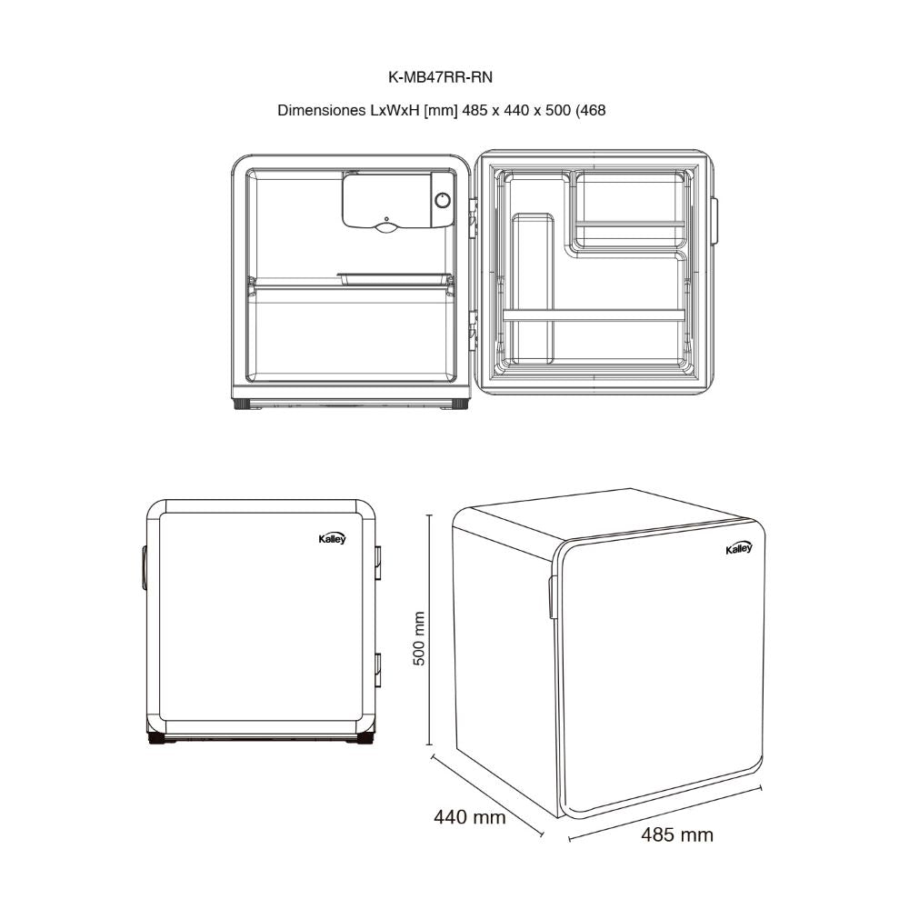 Minibar Kalley Frost Una Puerta 47 Litros K-Mb47Rn, Negro