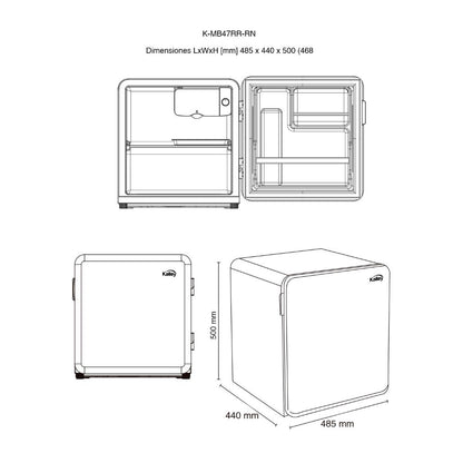 Minibar Kalley Frost Una Puerta 47 Litros K-Mb47Rr, Color Rojo