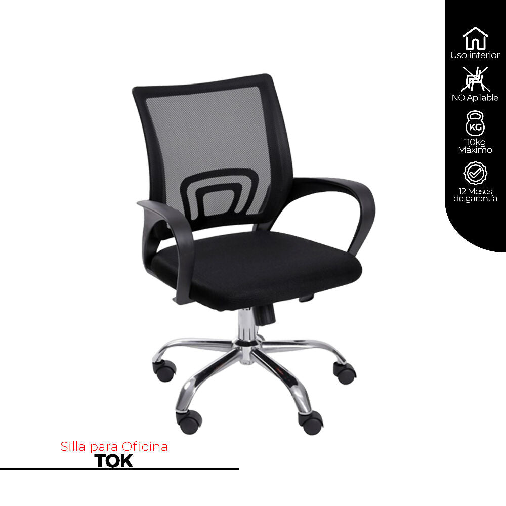 Kit Por 2 Silla Para Oficina Escritorio - Negro
