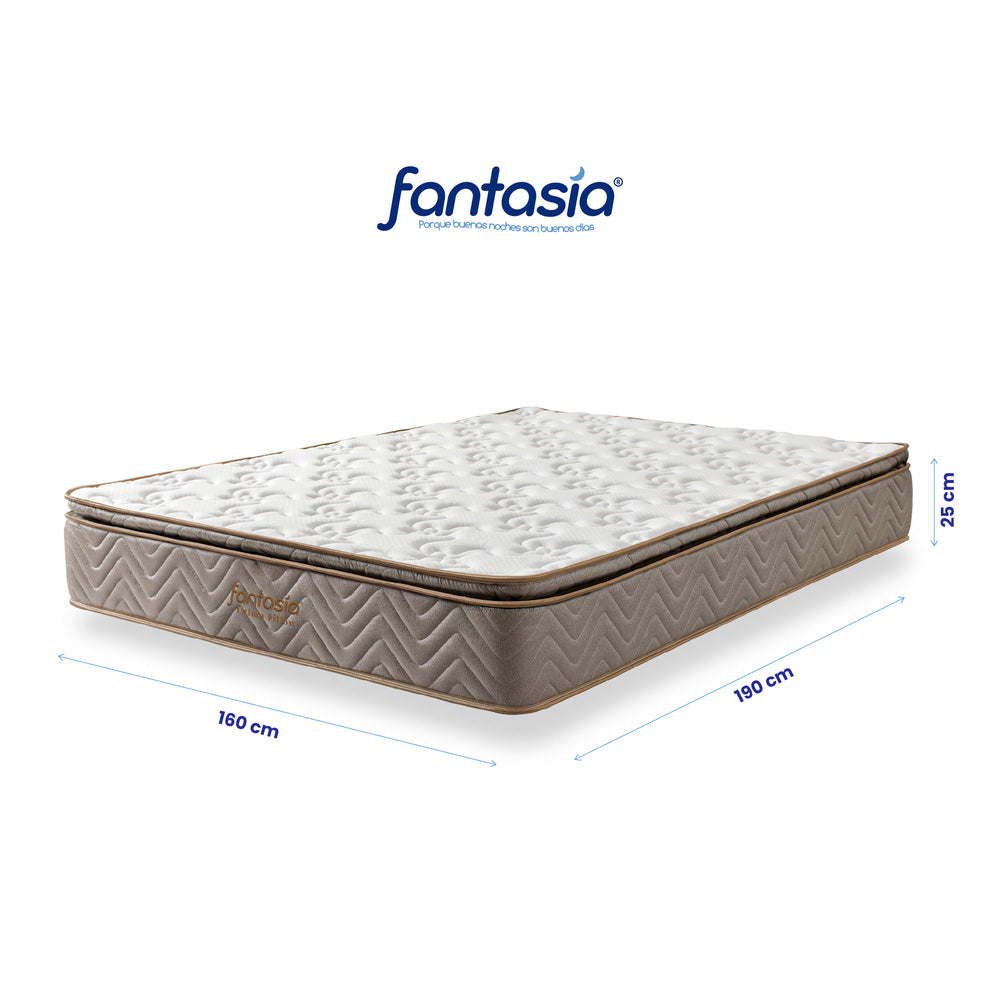Colchón Litium Con Resorte  Pillow 160X190 Cm Marca Fantasía Marca Fantasía