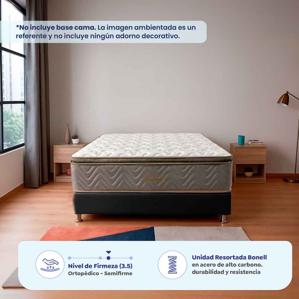 Colchón Litium Con Resorte  Pillow 160X190 Cm Marca Fantasía Marca Fantasía