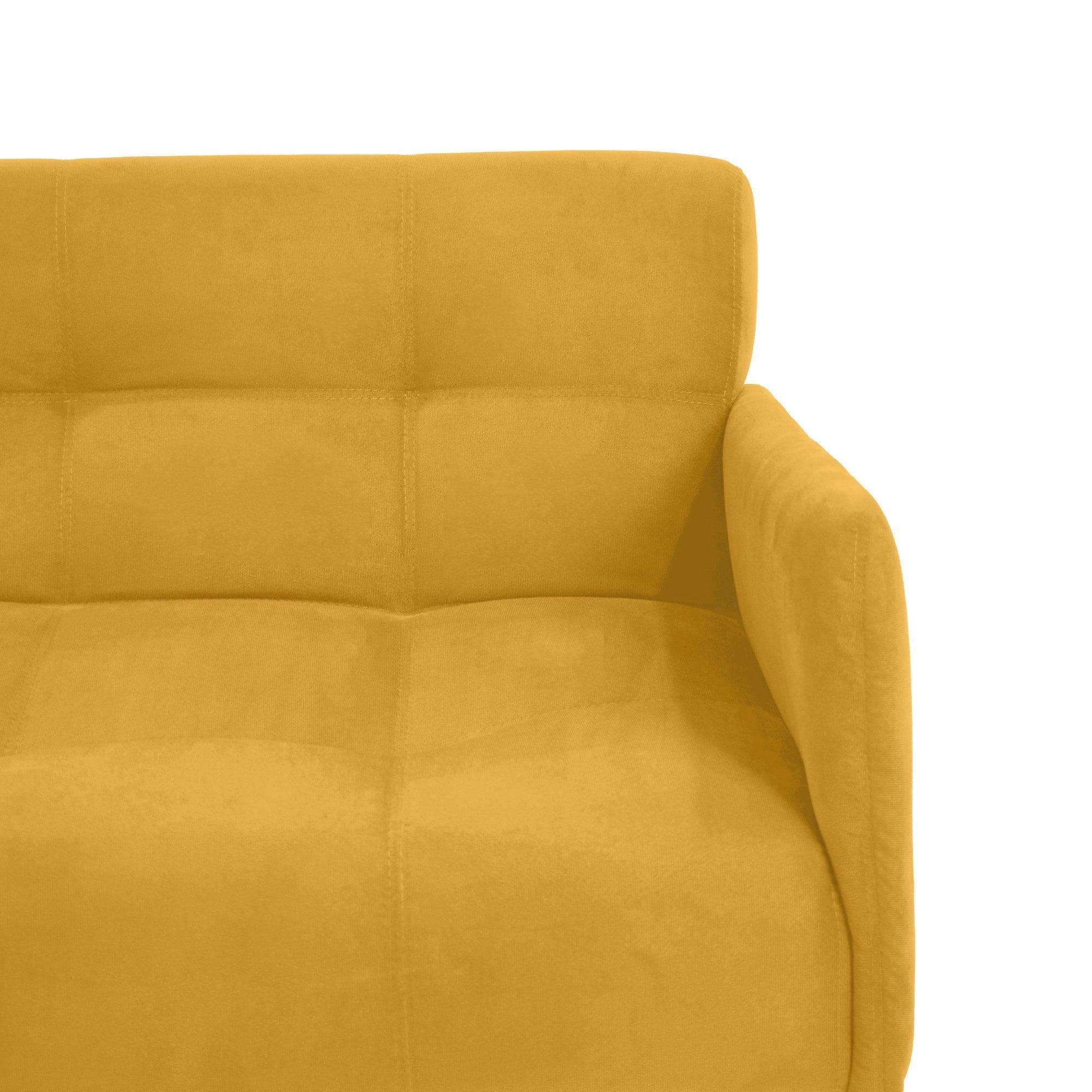 Sofa Olivia 2 Puestos Tela Mostaza