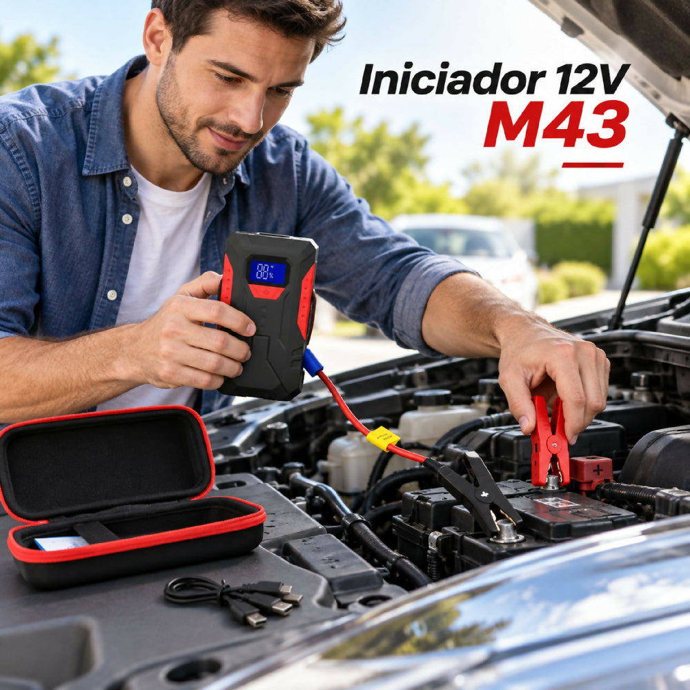 Iniciador Batería 12V Con Linterna M43 Solución Segura Y Versátil Para Asistencia Vial
