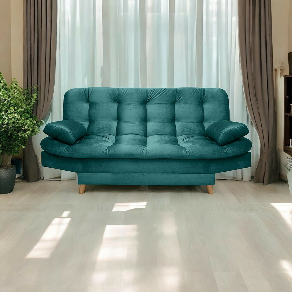 Sofa cama 3 Posiciones Fendik Tela Turquesa